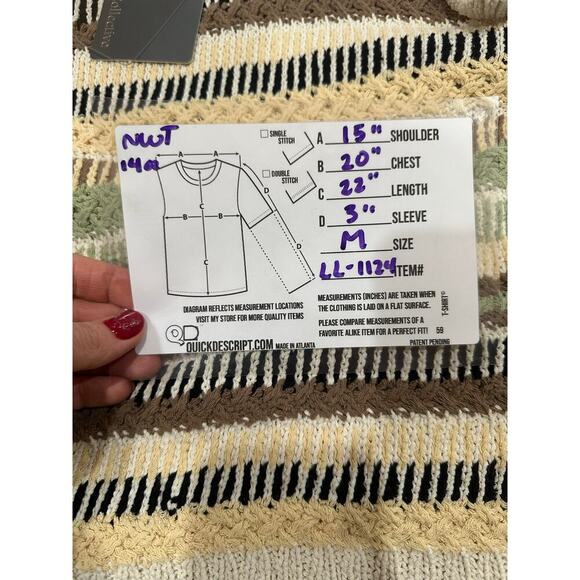 NWT $70 Grey Collective Stripe Flutter Sleeve Sweater, Sz Medium (LL-1124) - Picture 8 of 8